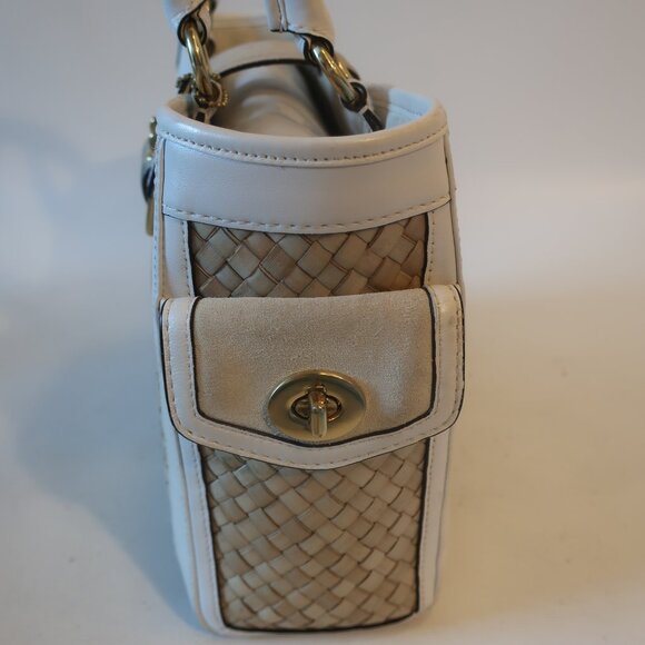 Coach A05K-4419 White Natural Limited Edition Straw Leather Satchel Handbag * - Picture 4 of 15